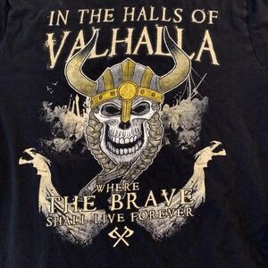 Nine Line Apparel Valhalla Shirt Mens Large Black Viking Skull Graphic Tee